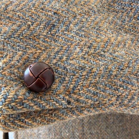 Vintage Harris Tweed Blue Brown Wool Chevron Woven in Scotland Sport Coat Blazer - Picture 9 of 11